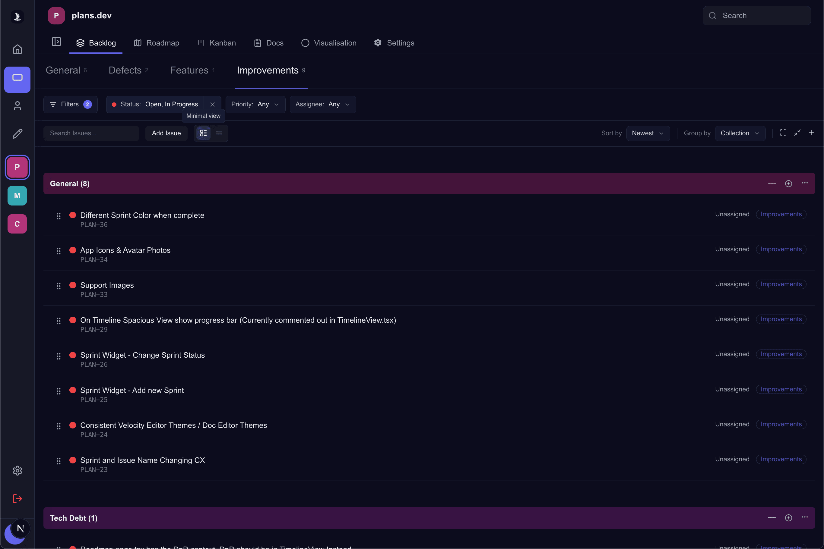 Backlog product view